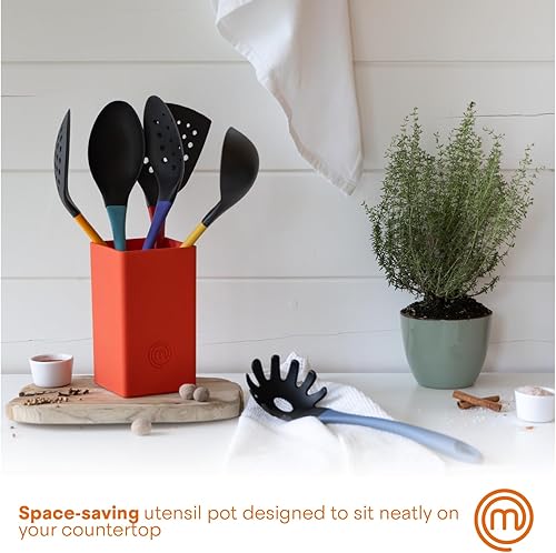 Miniatura 5 de MasterChef Juego de utensilios de cocina con soporte, juego de 6 utensilios de cocina de nailon, herramientas no tóxicas y antiarañazos para
