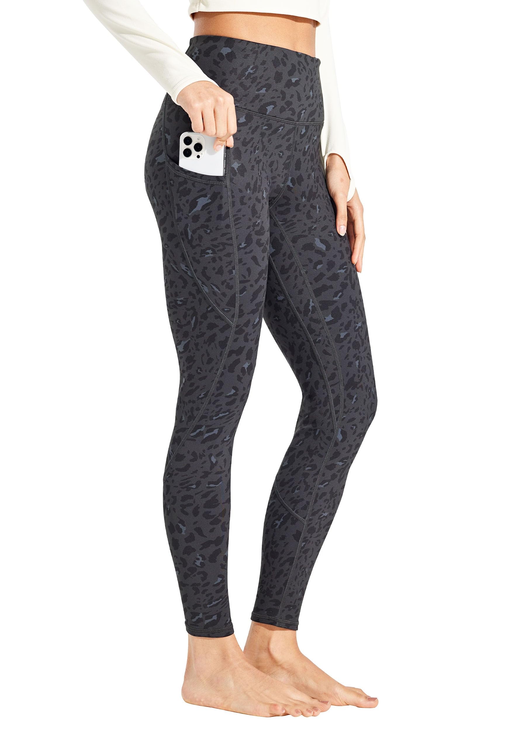 Willit Damskie legginsy z podszewką polarową z wysokim stanem zimowe termiczne spodnie do biegania do jogi z kieszeniami