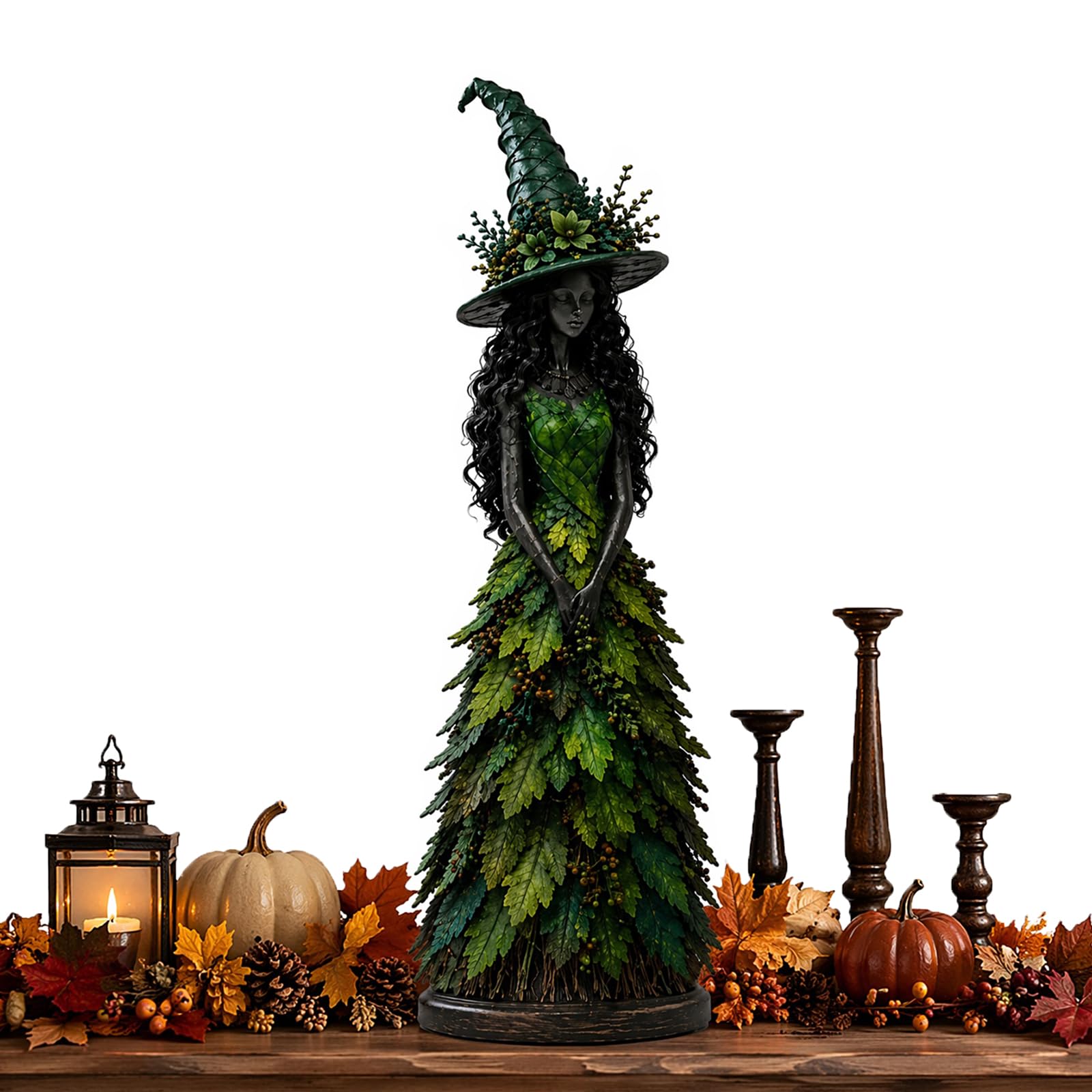 Enchanted Autumn Witch Figurine Halloween Witch Statue Fall Tabletop