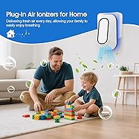 Vista 4 de Paquete de 3 Purificadores de Aire Enchufables con Luz Flotante Azul Hielo, Purificador de Aire de Iones Negativos con 4 Cepillos Integrados, 2W