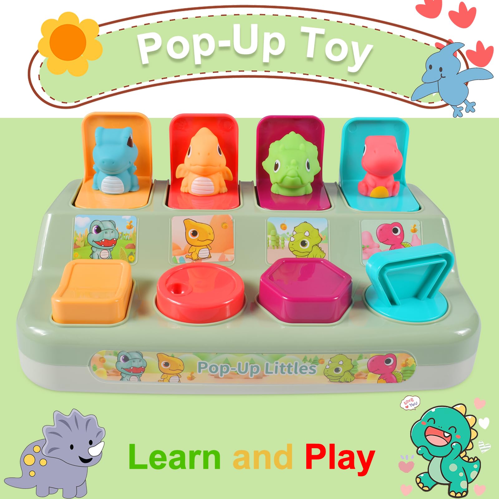 Montessori Pop-up Spielzeug Ab 1 Jahr – Mit Musik & Tiergeräuschen, 5 Versteckten Tieren, Ursache-Wirkung-Lernen, BPA-frei