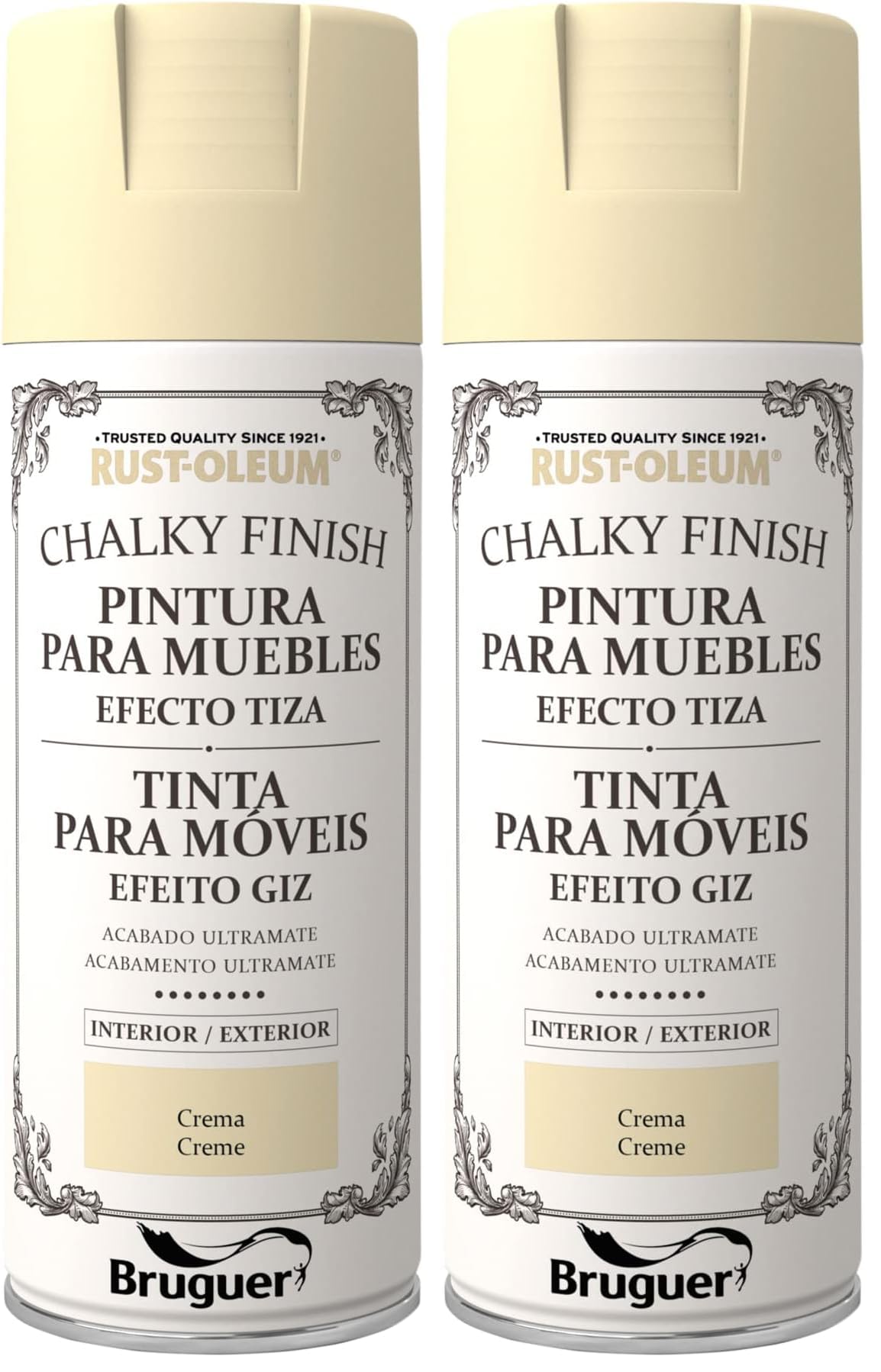 Pintura en spray para muebles Rust-Oleum Chalky Finish crema Bruguer para tapar imperfecciones