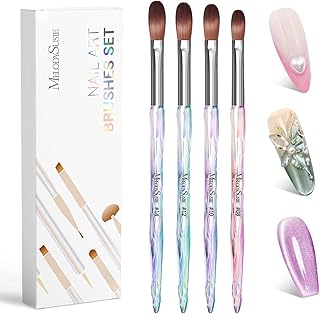 MelodySusie 4Pcs Acrylic Nail Brush Set, Size 8/10/12/14/ Professional Nail Brushes for Acrylic Application Acrylic Powder Nail Extension and 3D Nail Carving for DIY Home Salon Nail Art Manicure Tool