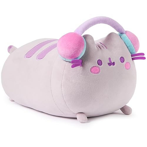 GUND Pusheen Gamer Squisheen Plush, Squishy Toy, Collectible Plush Toy, Gaming Decor, Stuffed Animal for Ages 8 and Up, Gray, 11”