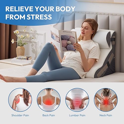 Miniatura 7 de Juego de 4 almohadas de cuña para después de la cirugía, almohada de espalda para sentarse en la cama, almohada de cuña de espuma 10 en 1 para