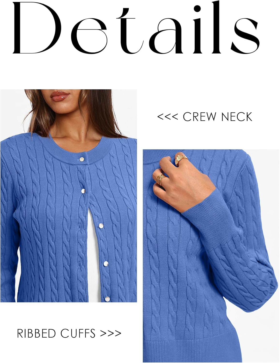 Darong Women's Long Sleeve Cable Knit Cardigan Sweater Fall Winter Open Front Button Up Outfits Fashion Clothes - Image 4