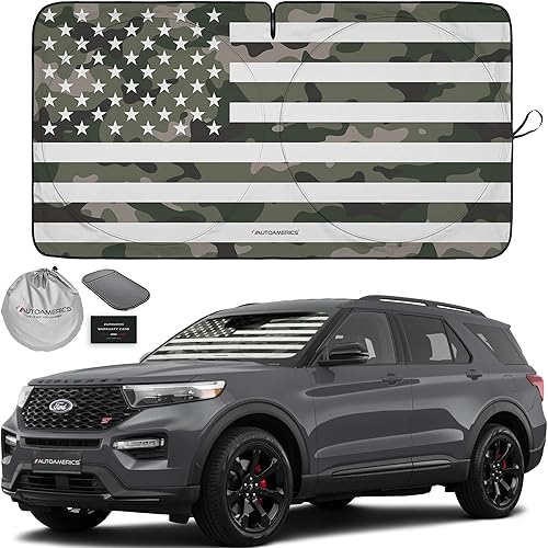 Miniatura 60 de Autoamerics Parasol de Parabrisas de Una Pieza - Parasol Cromado Líquido Plegable para Ventana Delantera de Auto para Carros SUV Camión - Protector