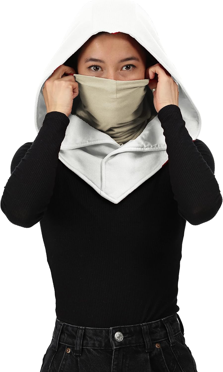 Assassin Hood and Mask Cotton Ninja Balaclava Adaptable Hoodie Casual Ren Faire Cosplay LARP Costume Cowl
