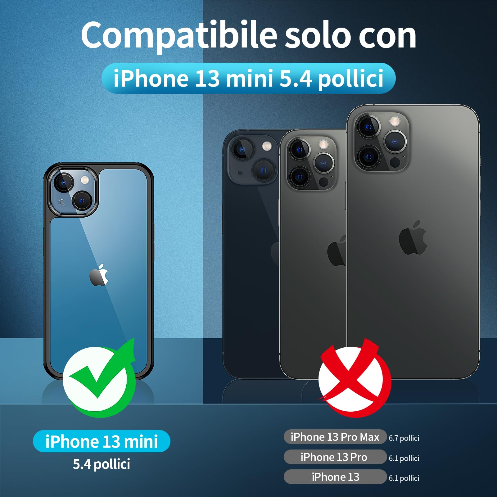 seacosmo Cover per iPhone 13 Mini, [9H HD] con Vetro Temperato Integrato Schermo, Pellicola Fotocamera, 360 Gradi Antiurto Protezione Fronte Retro Rugged Custodia Slim Doppia Faccia Case - Nero