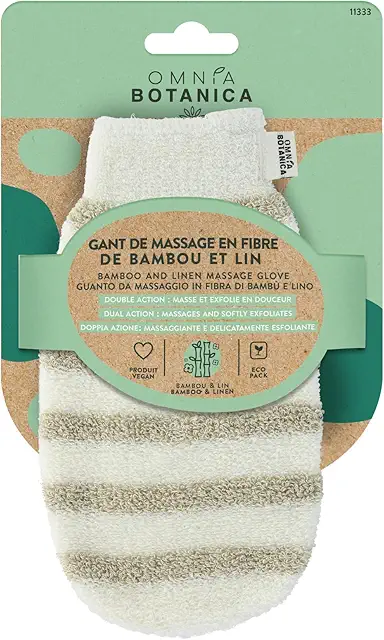 Gant de bain bi-matière Lin et Bambou - Exfoliation douce pour tous types de peau