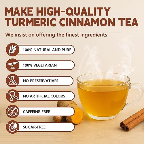 Miniatura 2 de Bolsas de té orgánicas de cúrcuma, jengibre y canela, 50 bolsitas de té, 0.11 onzas por bolsa, hechas con cúrcuma y canela 100% naturales. Sin