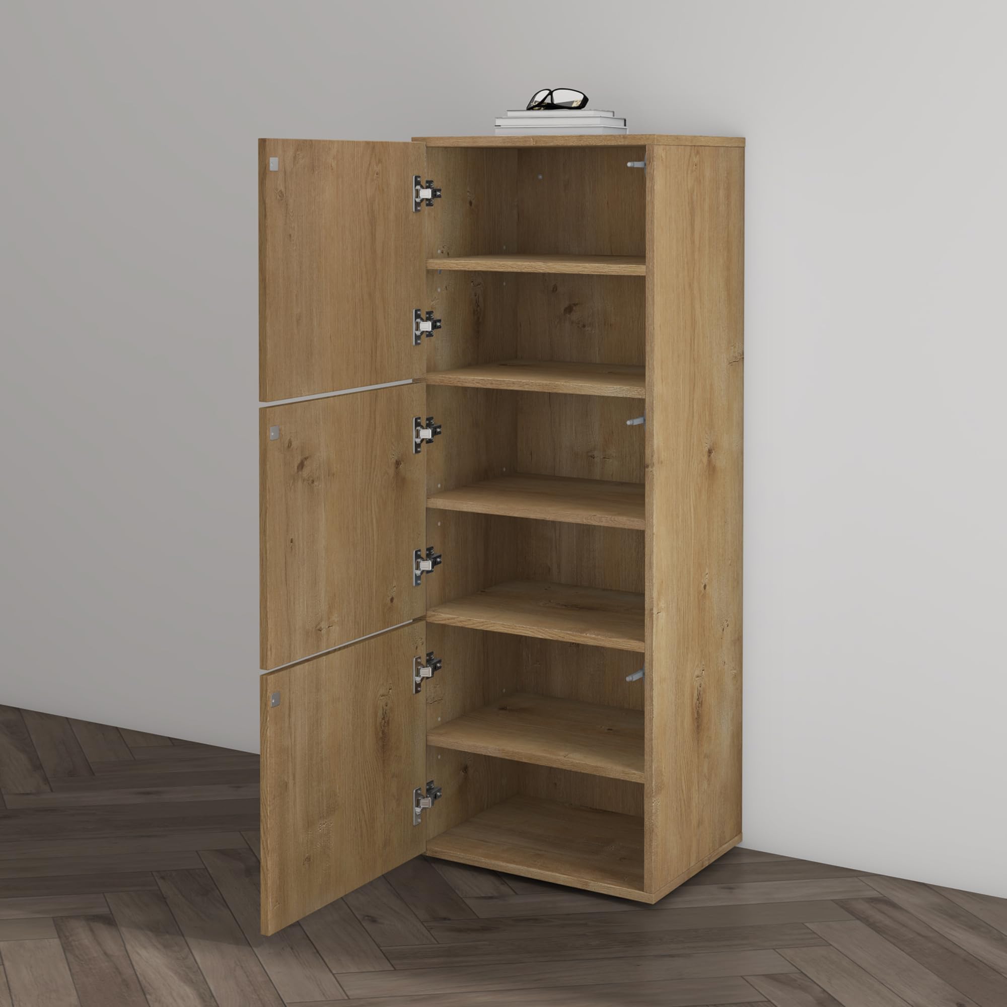 Mai & Mai Schuhschrank Schuhkommode mit 3 Schränken BTH: 45x36x120 cm Schuhregal Möbel in Kerneiche Schuhschrank02