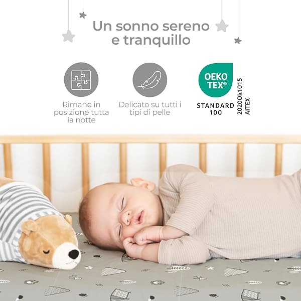 Dreamzie Set 2 Lenzuola Lettino 70x140 Cotone - Lenzuolo Con Angoli, Oeko-Tex Certificato - Per Lettino Con Sbarre E Letto Bambini - Bosco Bianco/Grigio - 5