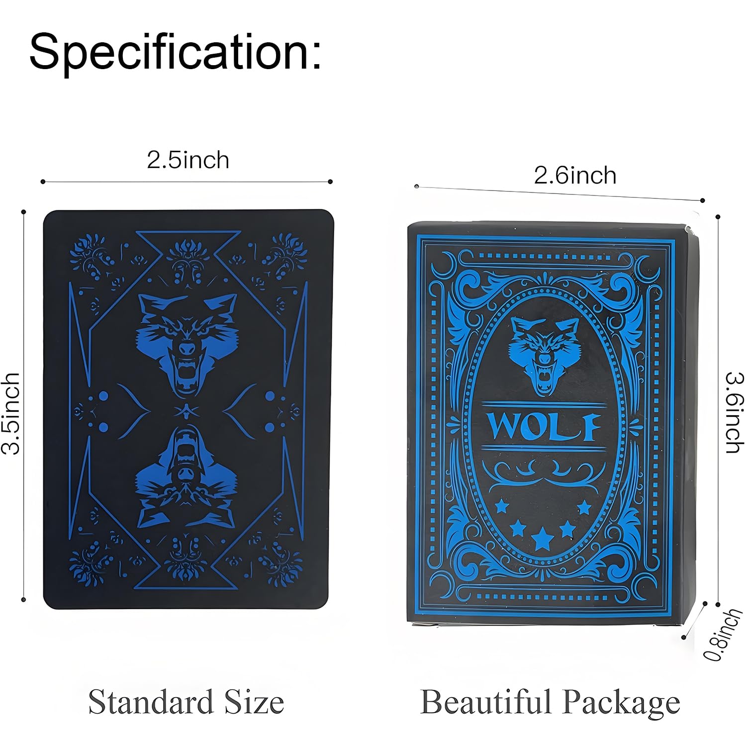 JUNMOXIAO KEAIDUO Cool Plastic Playing Cards, Deck of Waterproof Magic Poker Cards for Family Party BBQ Gatherings Gift Poker Wolf - Image 3