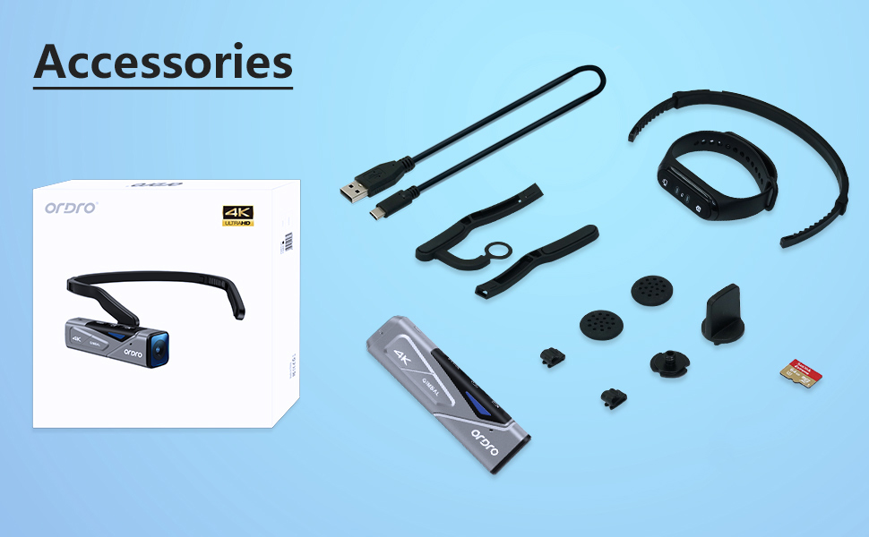 ヘッドホン ORDRO EP7 GIMBAL 4K ORDRO EP7 4K Gimbal FPV Camcorder Head Wearable Action Video