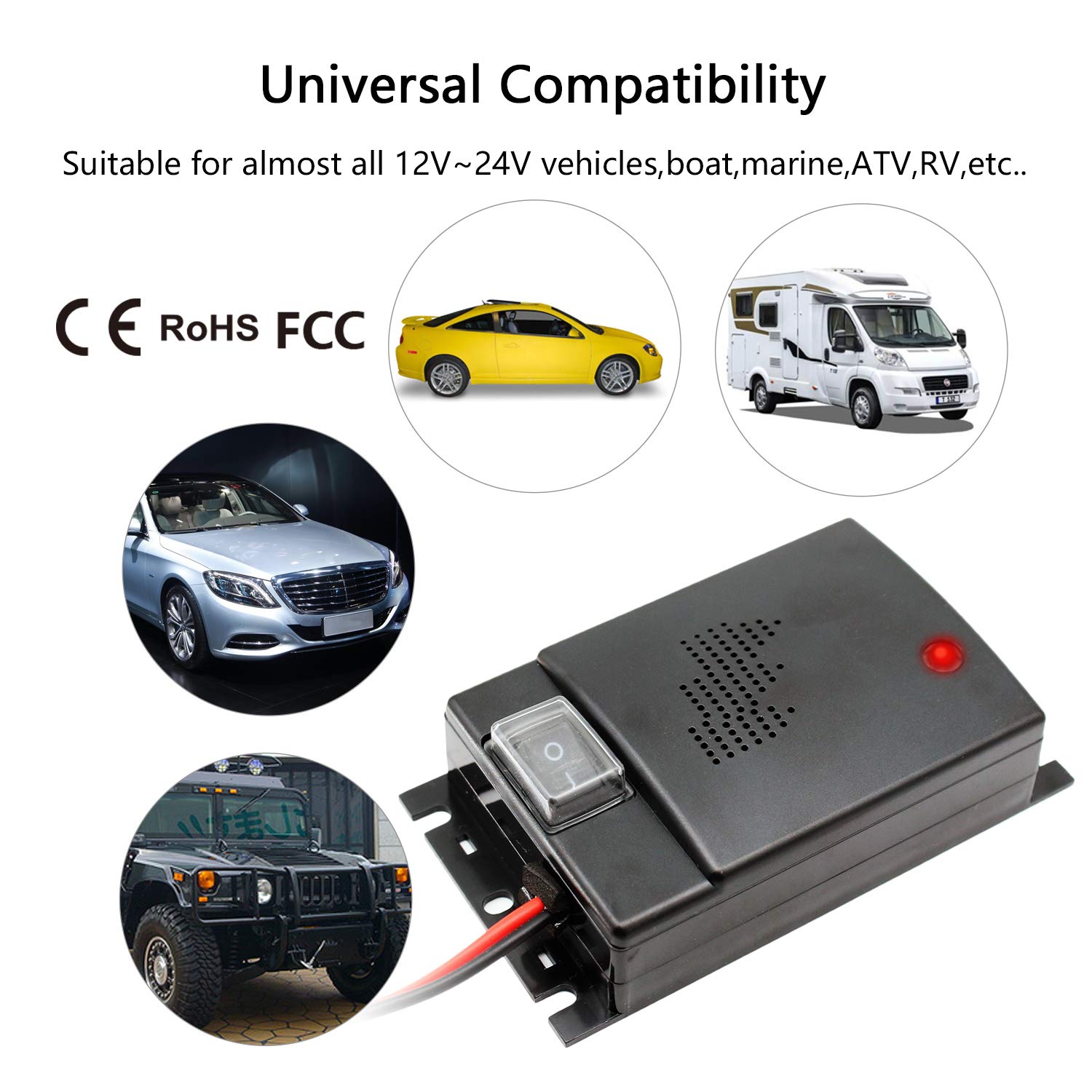 Etrogo Ultrasons Répulsifs Contre Rongeurs Martres Mouse Repeller pour Automobile Voiture Alimentation par 12V 24V Batterie 2 Pièces