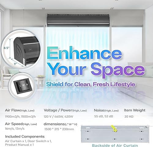 Vista 38 de DuraSteel - Cortina de aire Aerial Titan-2 para interiores de comercios, con revestimiento antierosivo de aleación superfina, certificado UL, 0.91