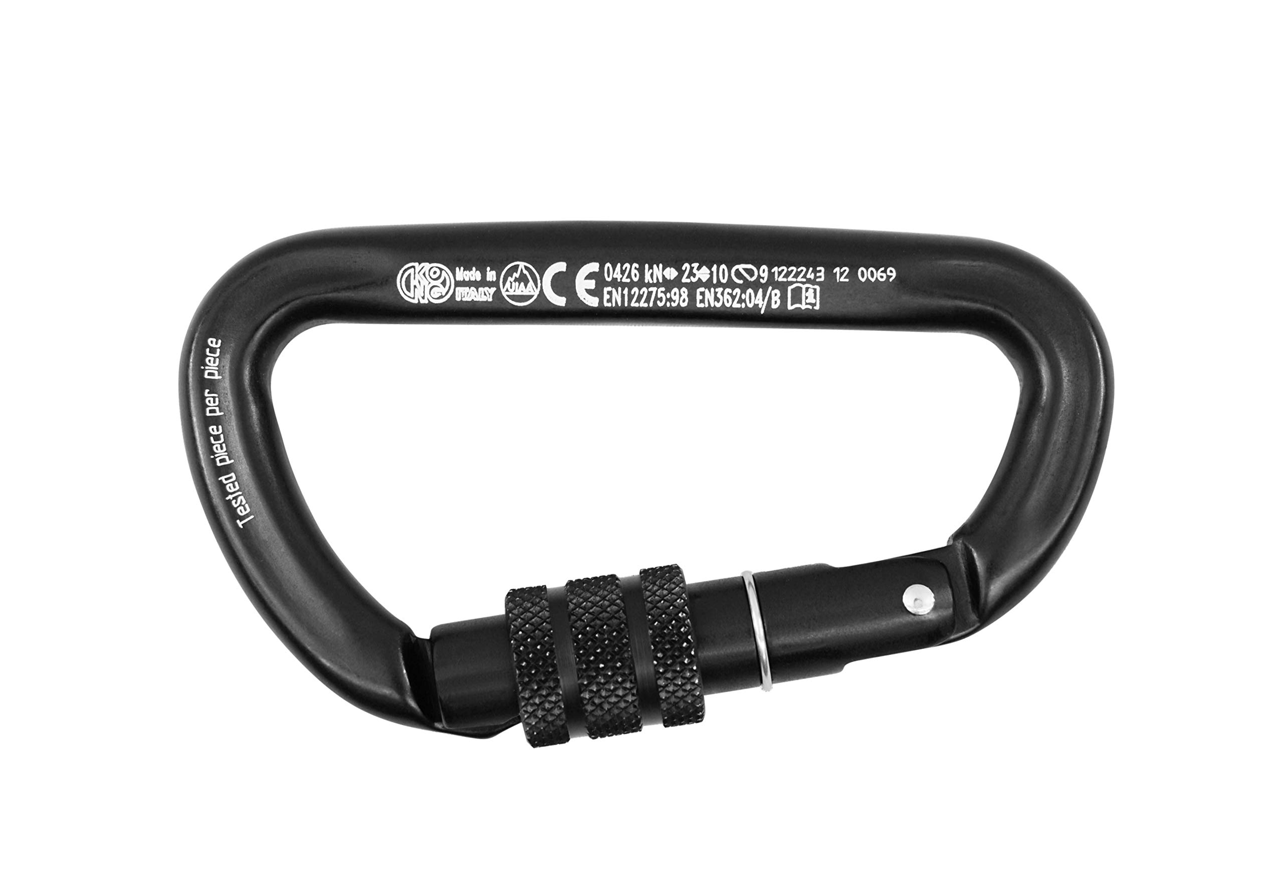 Kong. Trapper Screw Sleeve. Moschettone Arrampicata in Alluminio con Ghiera a Vite. Sistema Keylock Anti-Impiglio. Forma Compatta. Ingombro Minimo. EN 12275/B, EN 362/B. Peso 85g.