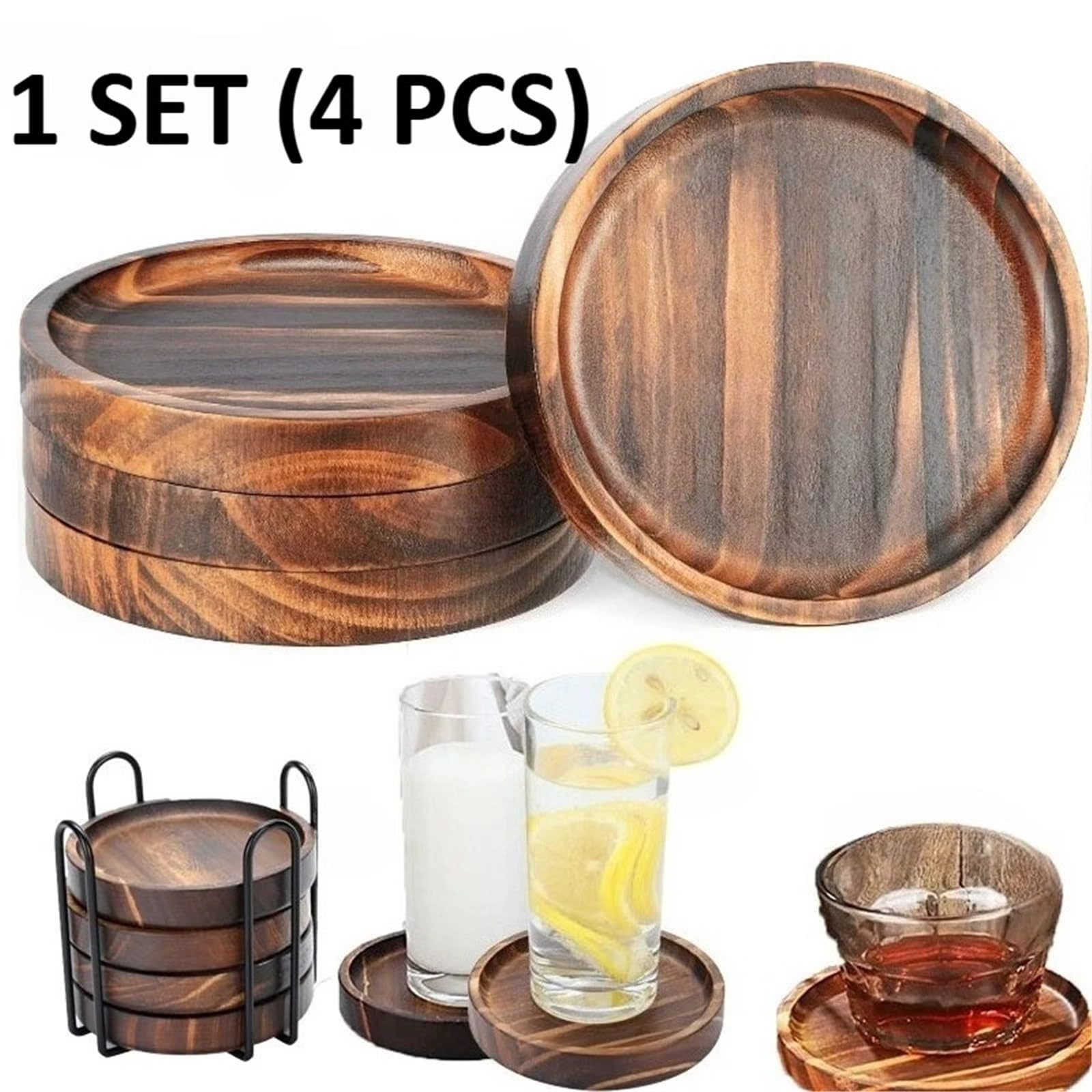 Dessous Verre Liège Rond 1 Ensemble de sous-Verres en Bois Naturel