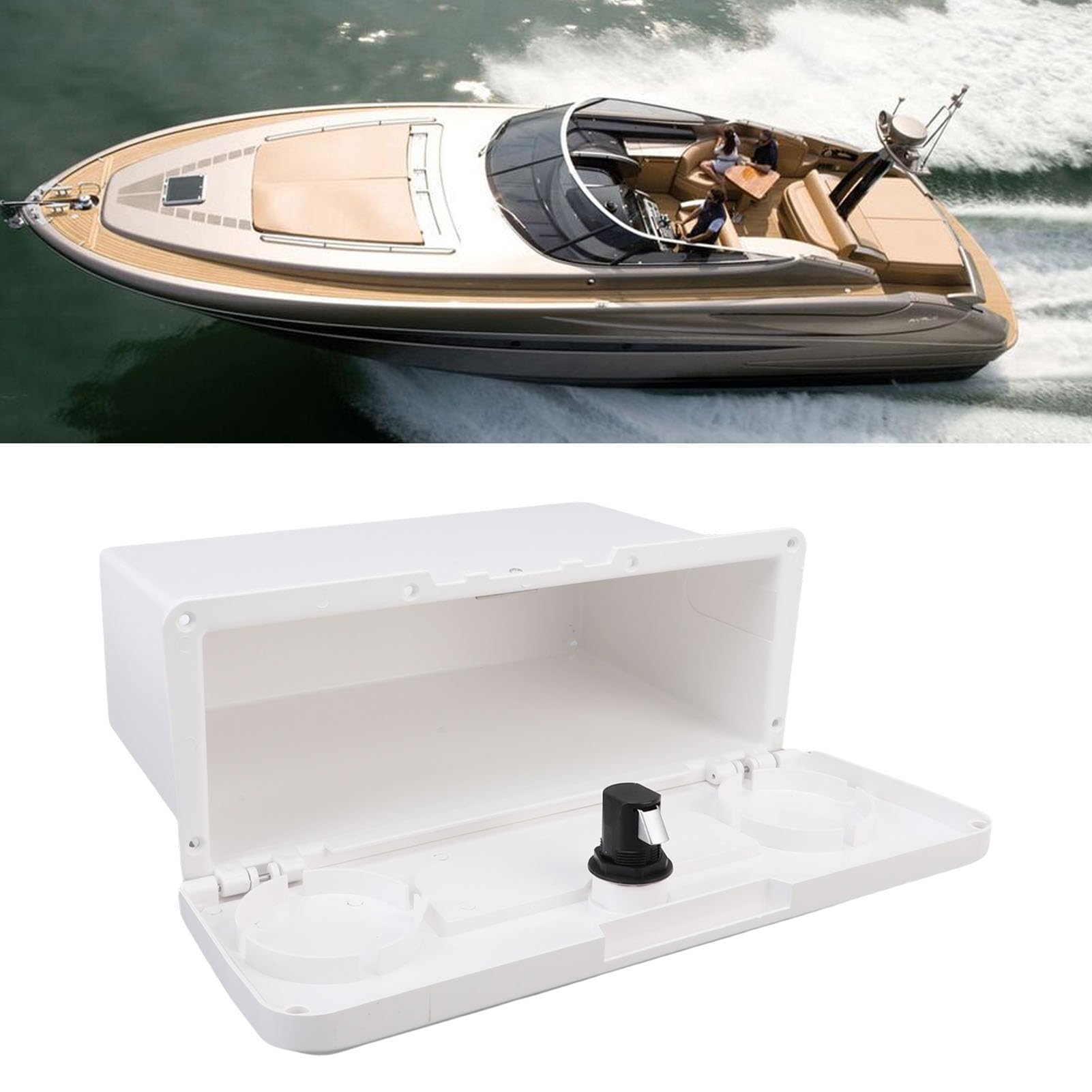 Fockety Vano portaoggetti per Barca, Resistente all'Acqua, Leggero, con Serratura, Scomparto portaoggetti per pontone e Yacht, con Serratura e Doppio portabicchieri