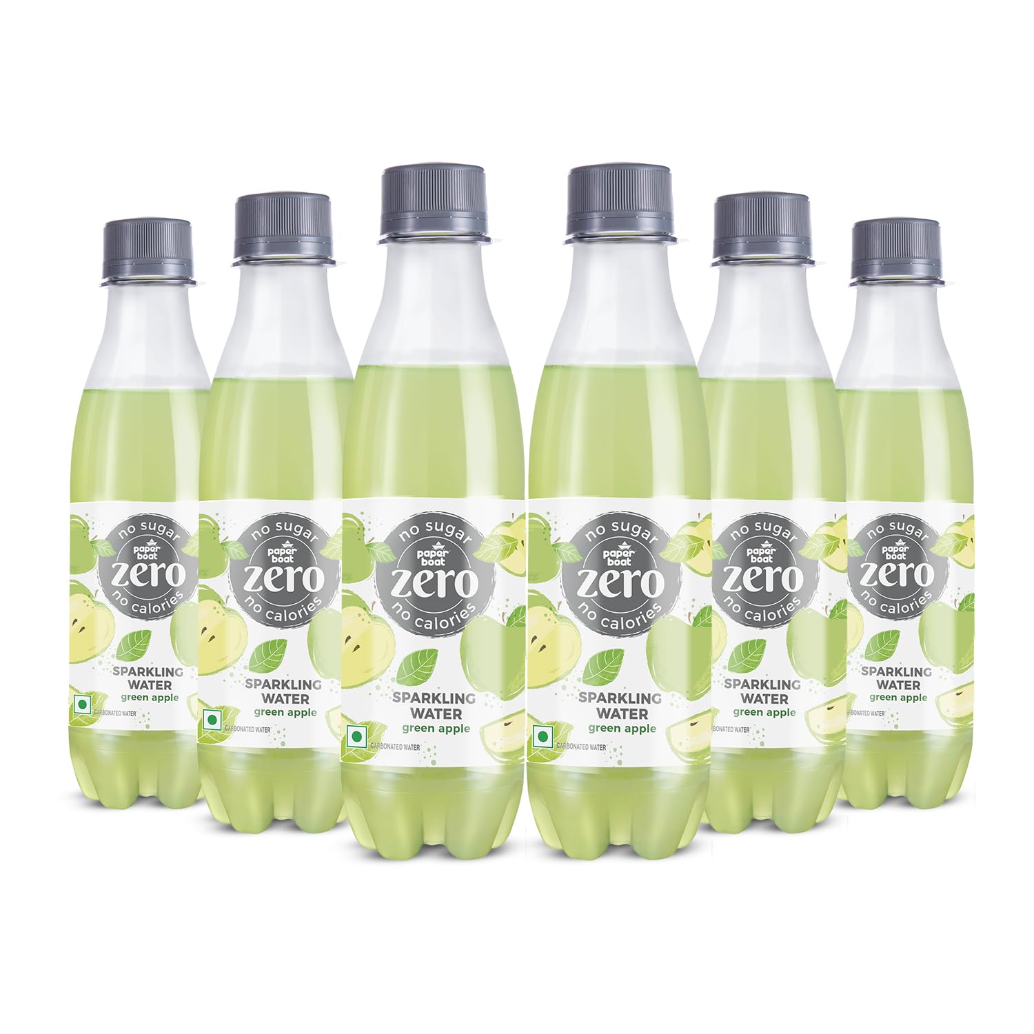 Paper Boat Zero Green Apple Sparkling (Fizzy) Water - Pack of 6, 250 ml Each | Zero Calories, Zero Sugar Drink | Sugar Free | Flavoured Carbonated Water | No Aspartame