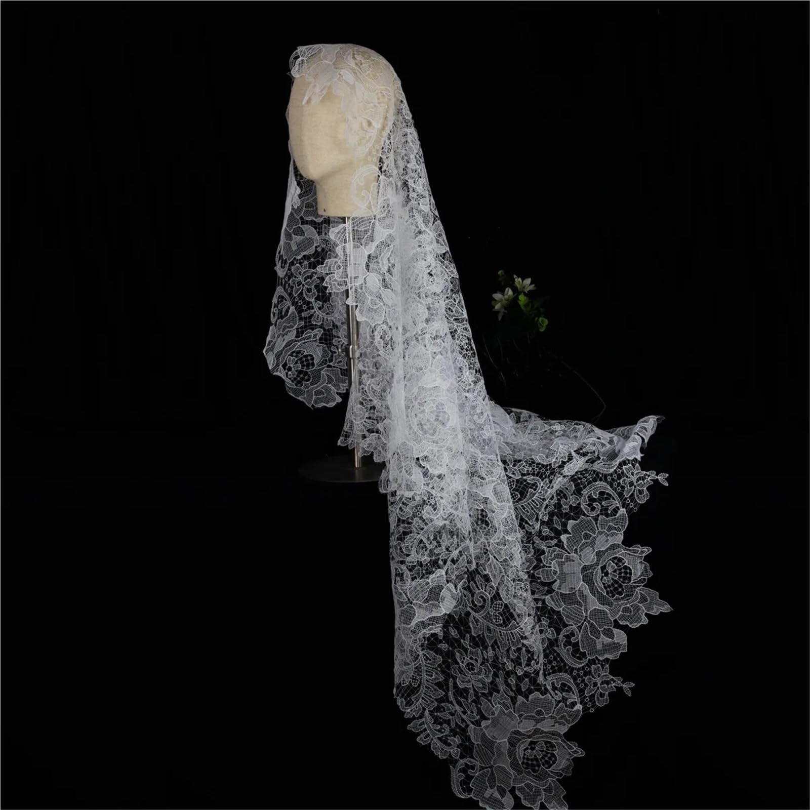 Brautschleier Brautschleier, Hochzeit, Haarschmuck, Damen-Haarschmuck, Verlobung, Kopfschmuck, Spitzenkante, elfenbeinfarbene Farbe, langer Schleier, Abschlussballkleid(1.8m)