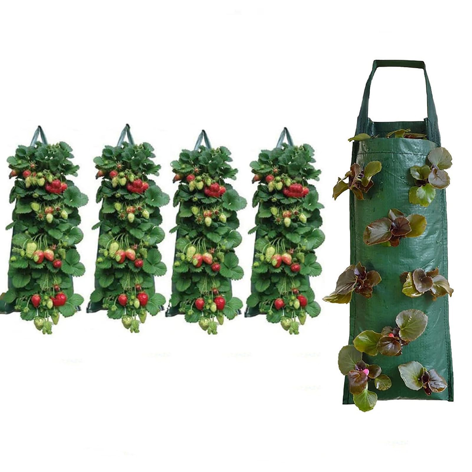 2024 Hanging Strawberry Planter, Upside-Down Patio Garden Tomato Planter Bags, Hanging Strawberry Plant Grow Bags,Hanging Grow Bags Flower Planting Bag Handle Grow Pouch Planter for Outdoor (5)