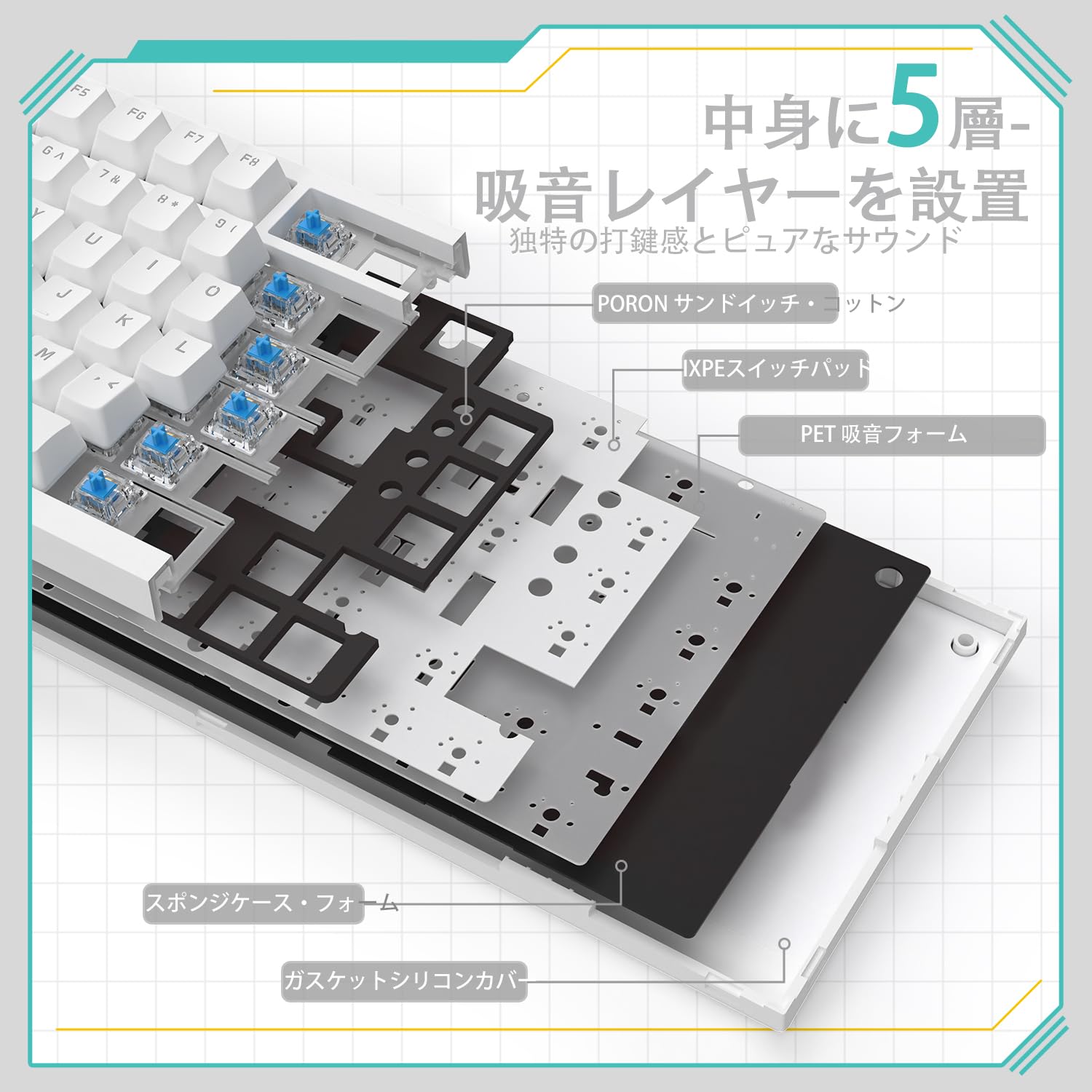 Amazon | ATTACK SHARKxAJAZZ AK820 75% 有線USB-C メカニカル