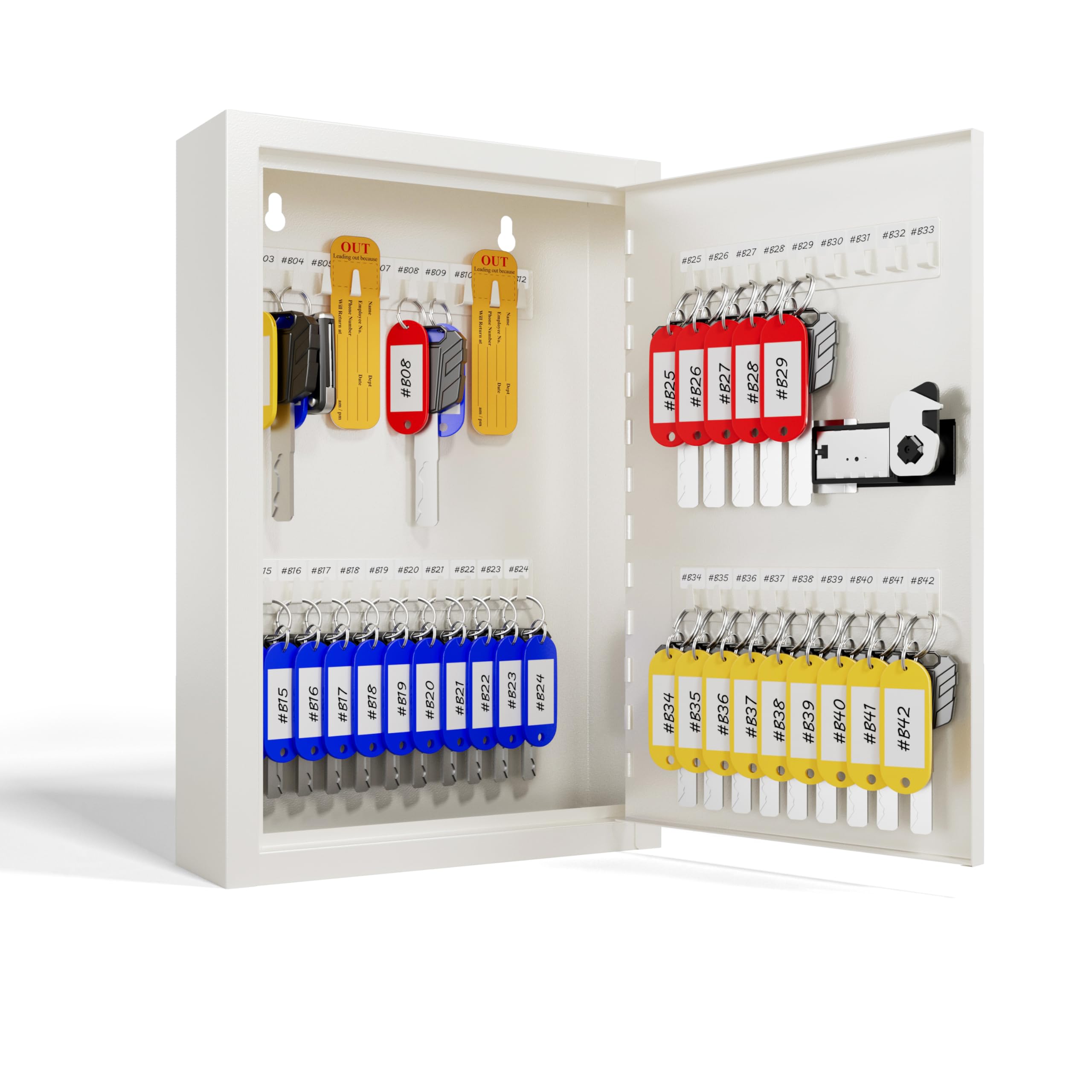 Grimtron 40 Keys Combination Key Boxes Wall Mount, Key Lock Box with 40 Key Tags with Labels for Key Safe, Key Storage