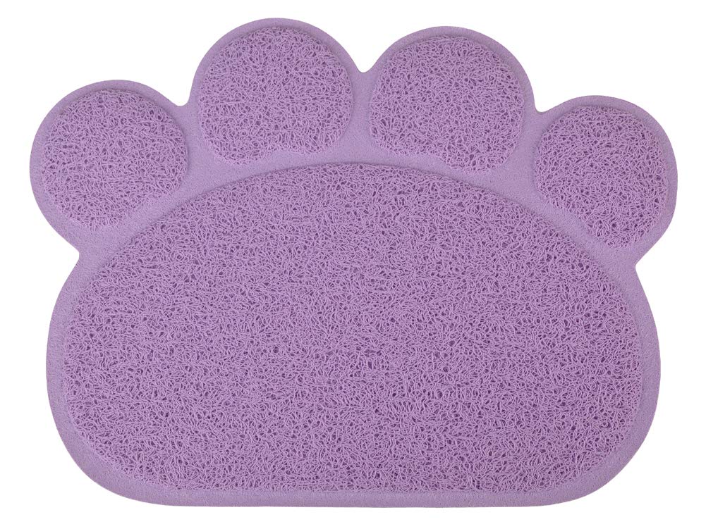 DM Paw-Shaped Cat Litter Box Mat,10 Colors Available,15.75x11.75 Inches (Purple)