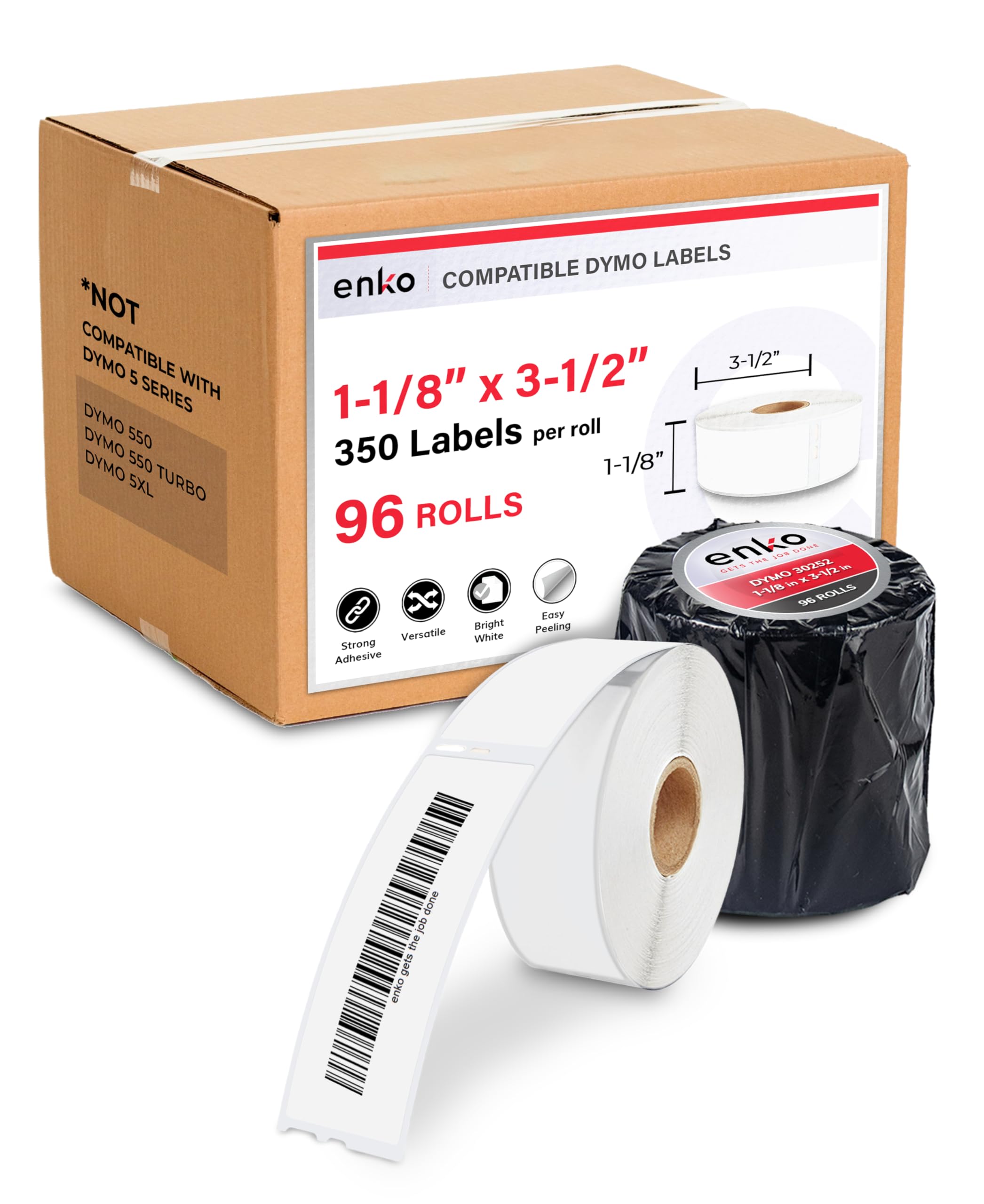 enKo Compatible for Dymo 30252 Labels (1-1/8" x 3-1/2") - Label for Dymo Labelwriter 450 Turbo Printer and 4XL - Direct Thermal Address, Shipping and