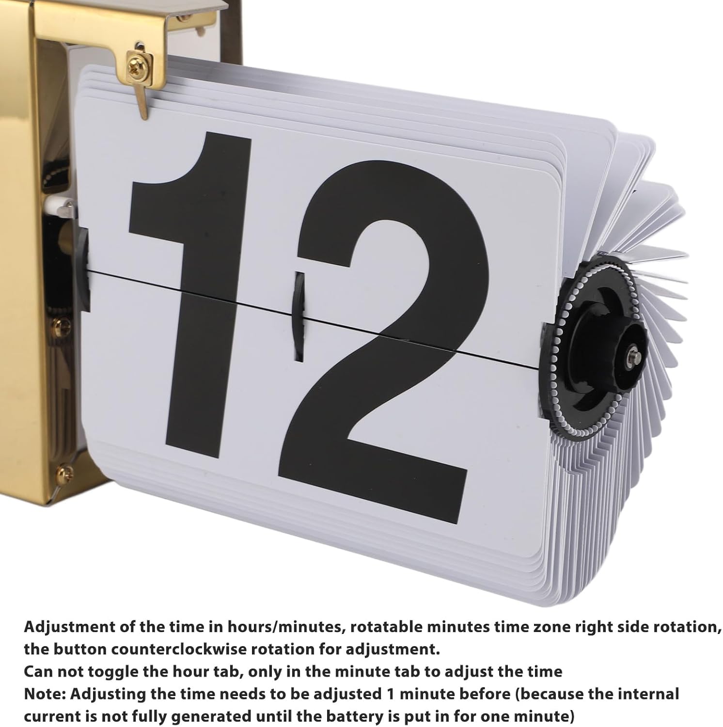 Retro Flip Down Clock,Automatic Digital Clock Auto Pager Turning Clock Creative Desk Deco,Flip Clock for Home Office Digital Mechanical Desk Clock WTh Internal Gear (Gold)