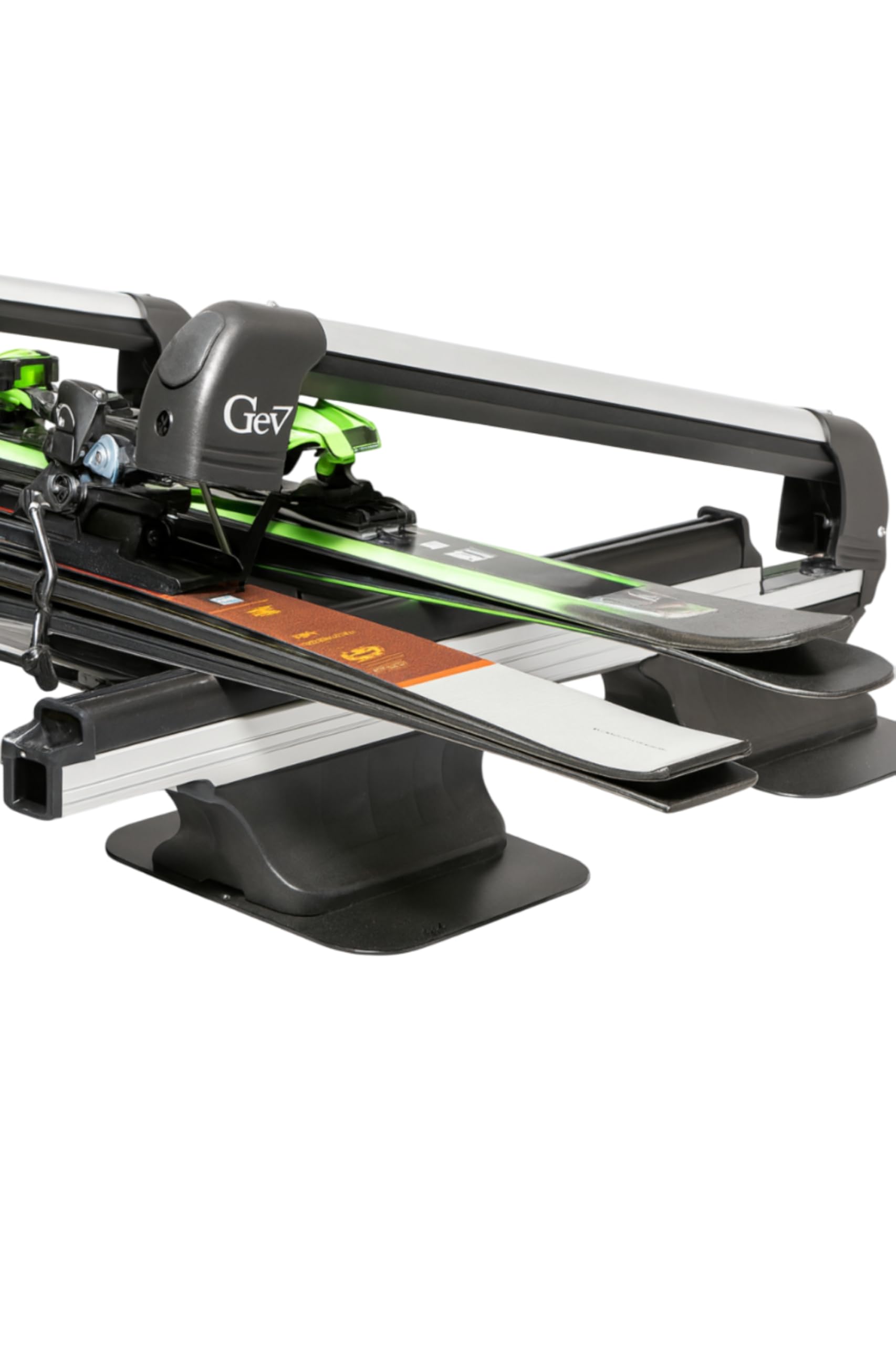 GEV Portasci Magnetico Antifurto Scorrevole in Alluminio – 4 Paia di Sci (Max 28 kg) o 2 Snowboard e 1 Paio di Sci (Max 21 kg), Lunghezza Interna 63 cm, Omologato TÜV