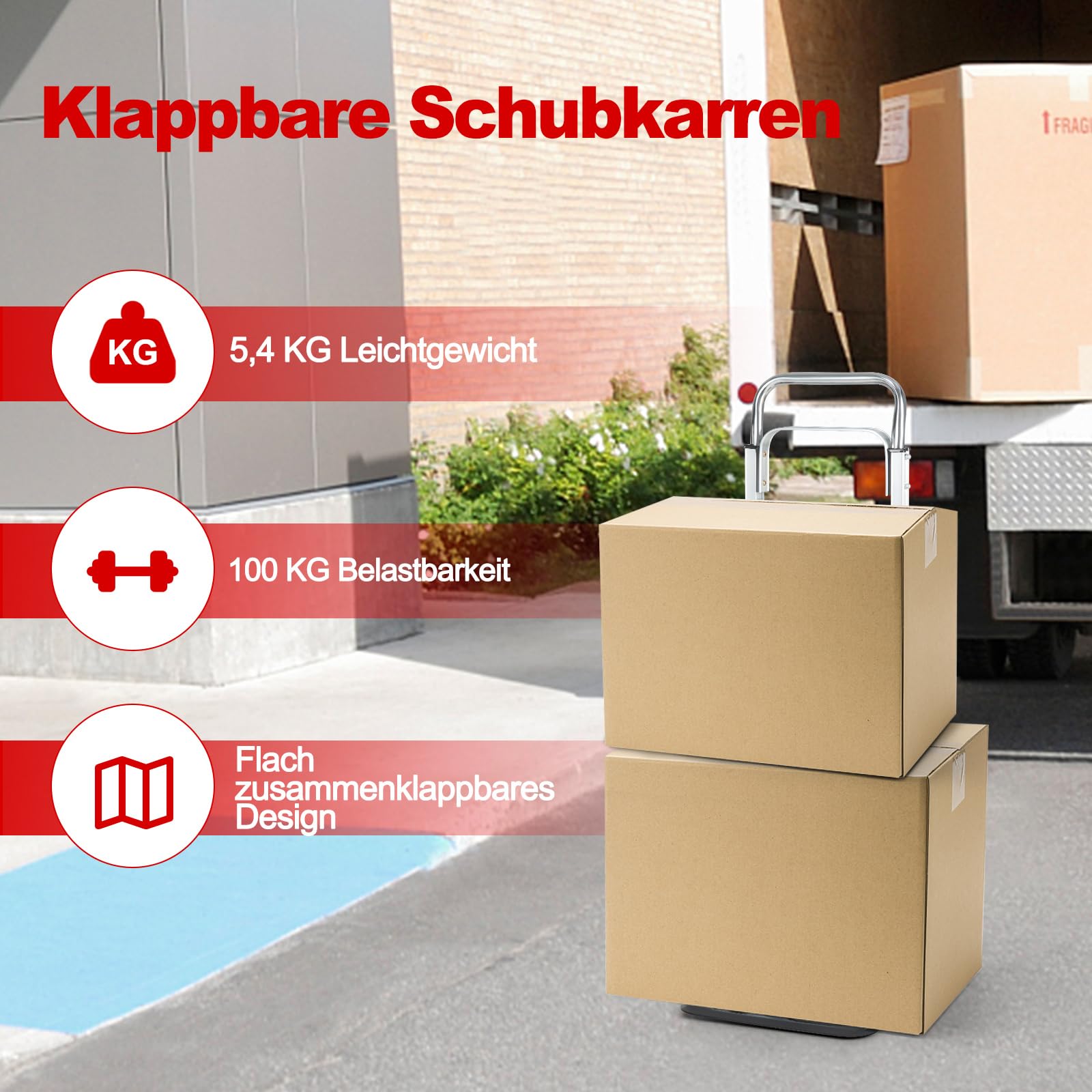 COSTWAY Wózek transportowy składany, wózek transportowy z uchwytem teleskopowym i składaną powierzchnią ładunkową, obciążenie do 100 kg, aluminiowy wózek ręczny, do domu, ogrodu, magazynu