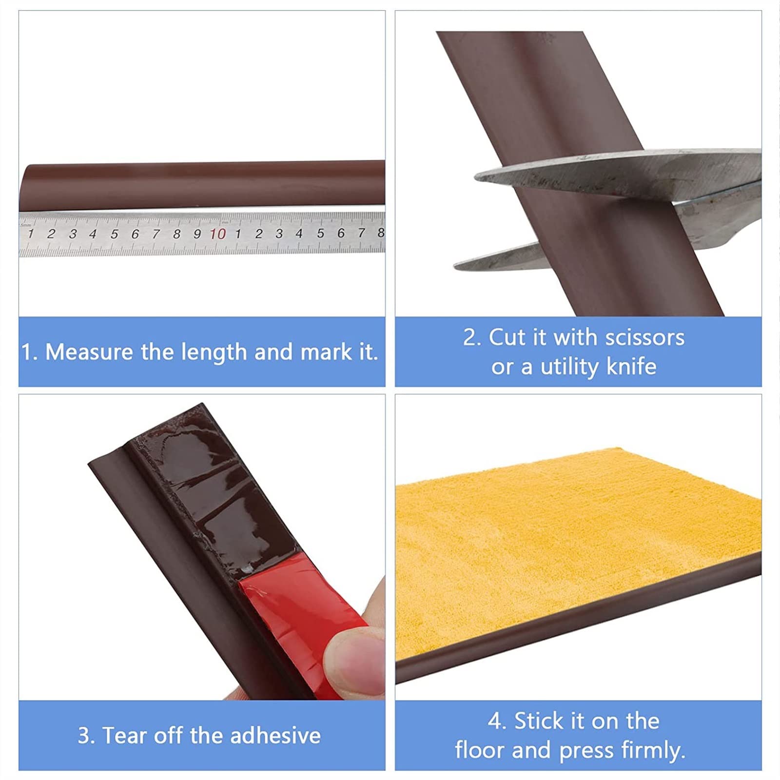 Melairya Boden&Teppich Laminat Übergangsprofil Selbstklebend, übergangsschiene, Abschlussprofil-Ubergangsprofil Zum Kleben, Leisten Kleben (Color : Brown-Style B, Size : 8m)