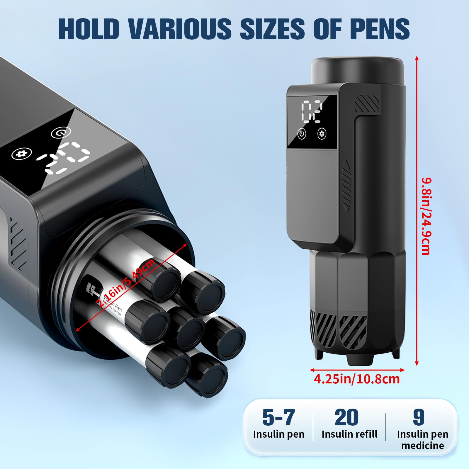 Medicina Insulin-Pen contenitore frigo per viaggi – Refrigeratore da viaggio isolato per farmaci diabetici, offre spazio 5-7 penne per insulina, contenitore refrigerante per penne e cartucce di