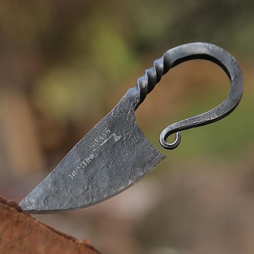 Miniatura 3 de HUNTING HUNTS Cuchillo de bolsillo celta forjado a mano - Hoja fija endurecida - Cuchillo oculto para el cuello para mujeres autodefensa - Funda de