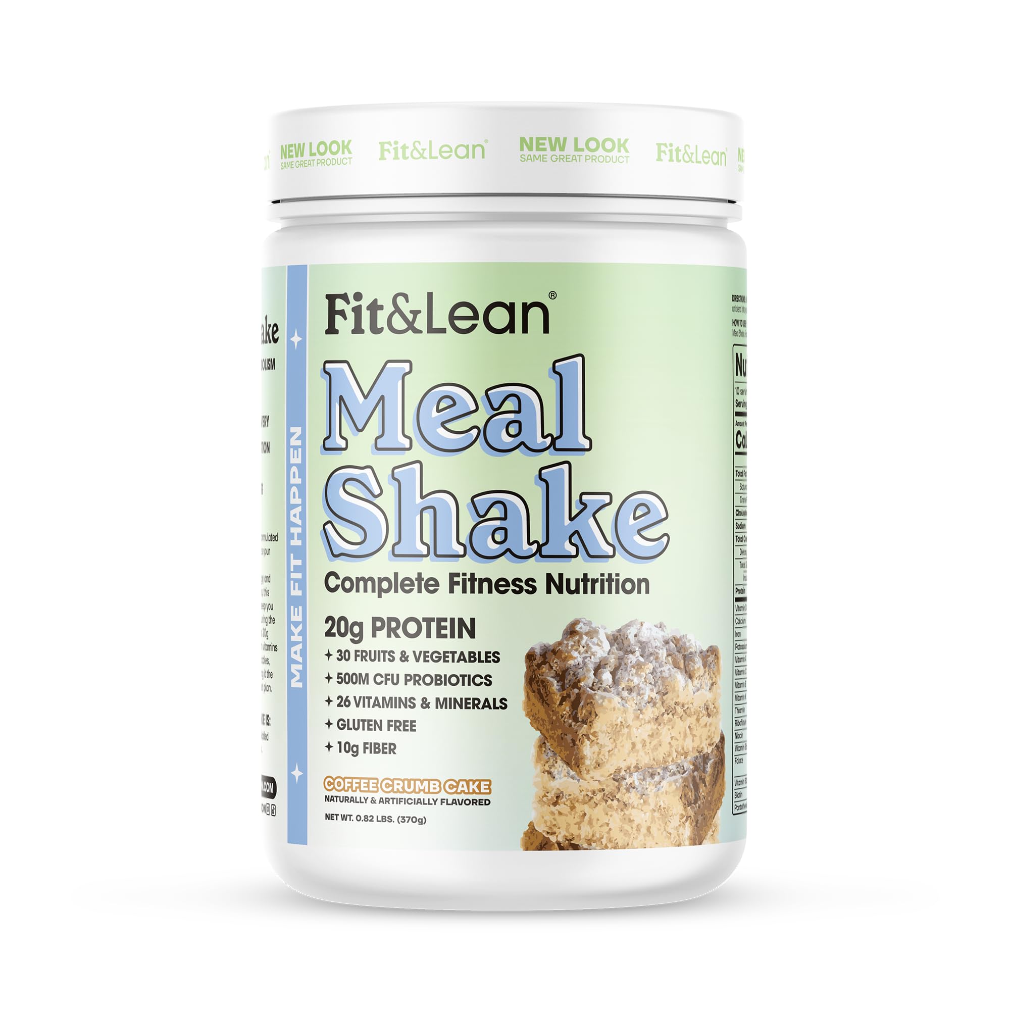 Meal Shake, Fat Burning Meal Replacement, Protein, Fiber, Probiotics, Coffee Crumb Cake, 1lb, 10 Servings Per Container