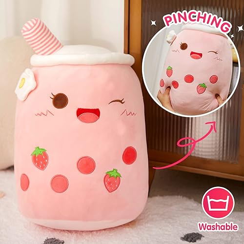 Miniatura 7 de Athoinsu Bonita almohada de peluche de té con leche Matcha Boba, suave juguete de peluche de taza de té de burbujas, regalo de dibujos animados