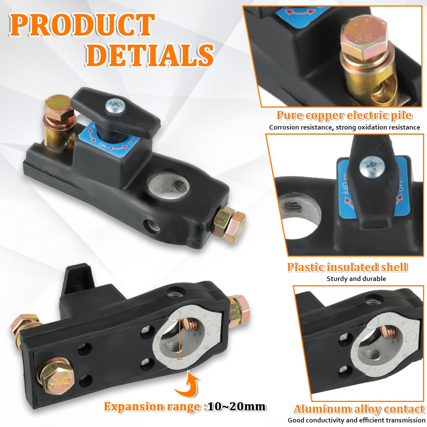 Interruttore principale della batteria dell'auto, 12V 24V Interruttore di isolamento universale per spegnimento della batteria per auto, moto, barca