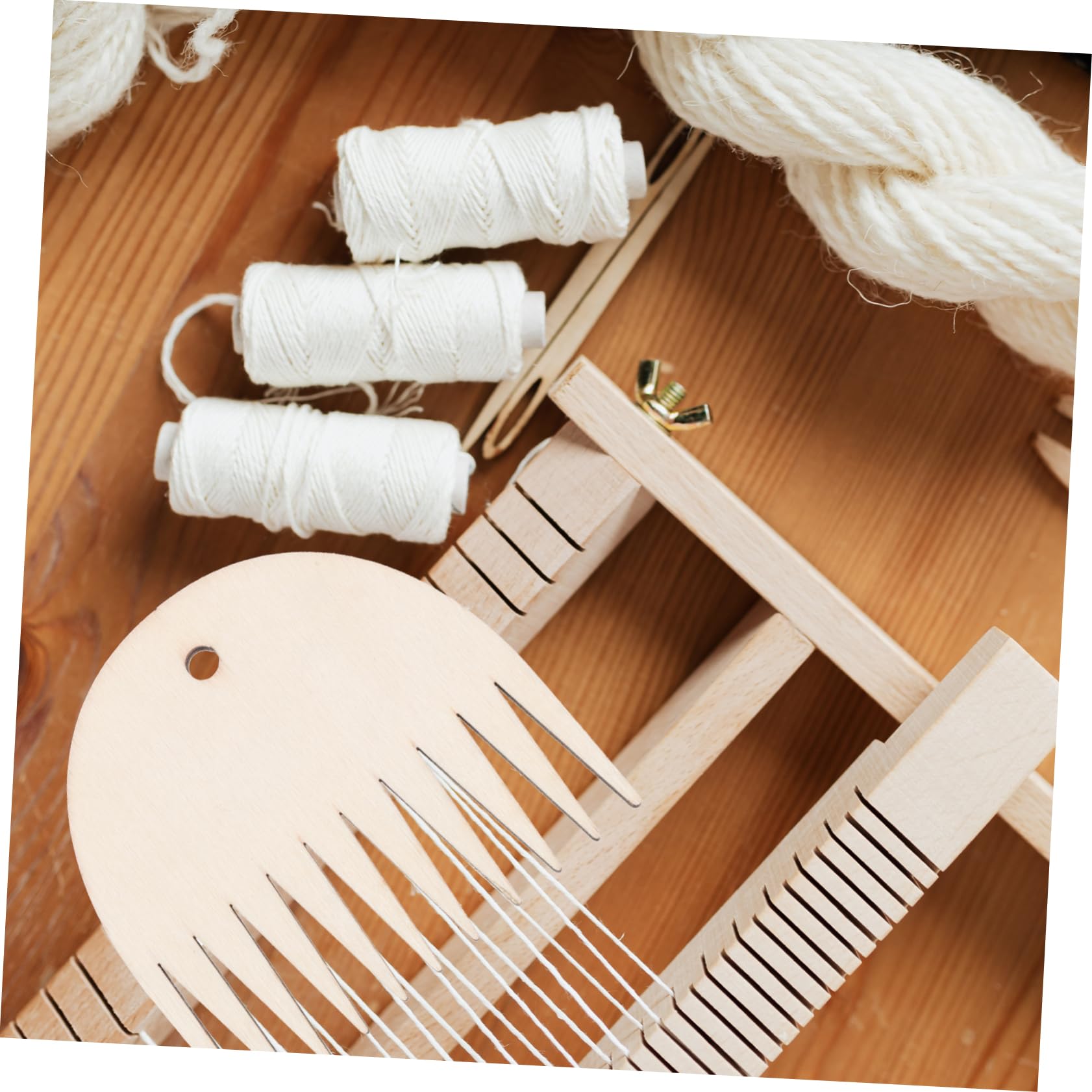 KALLORY Yarn Weaving Tool Loom 2pcs Wooden Combs Weaving Tool for Tapestry for Scarves Sweaters Hair Ropes