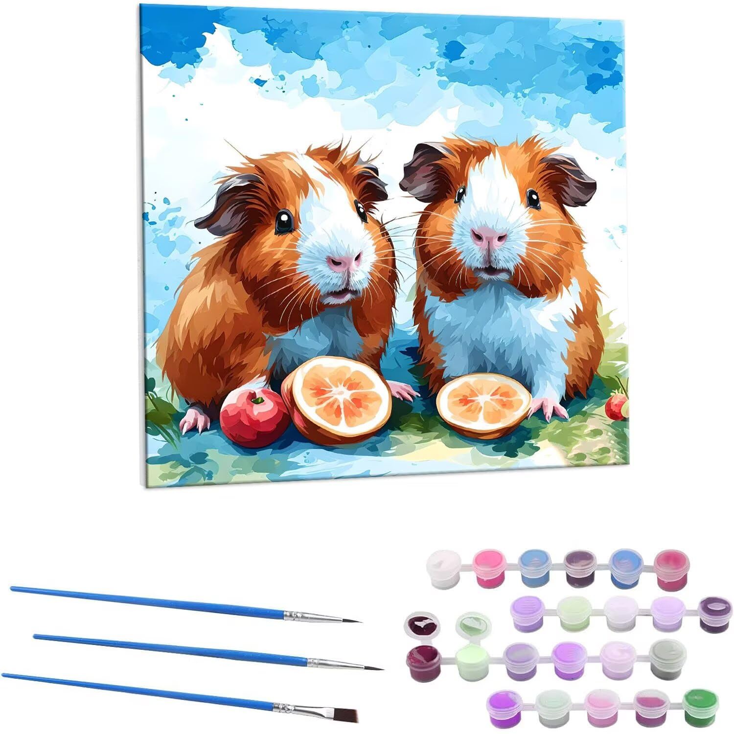 Cute Guinea Pig Paint by Numbers for Adults, DIY Acrylic Paint by Numbers Kits for Beginne Oil Painting, with Brushes Painting by Number Kit for Adults kids Gifts Home Decor 16x16 in (Frameless) Z-493