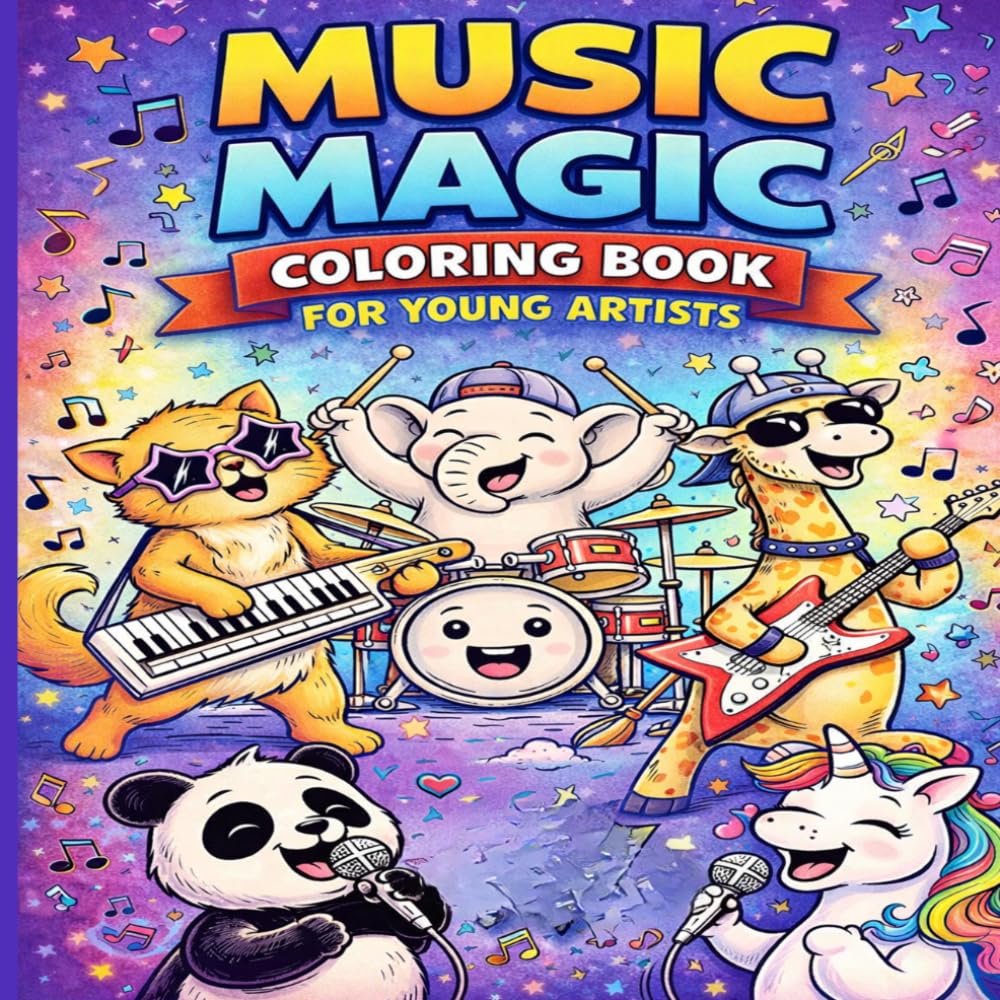 Music Magic Animals Coloring Book: Fun & Adorable Musical Animal Coloring Pages for Kids (Young Artists Series)