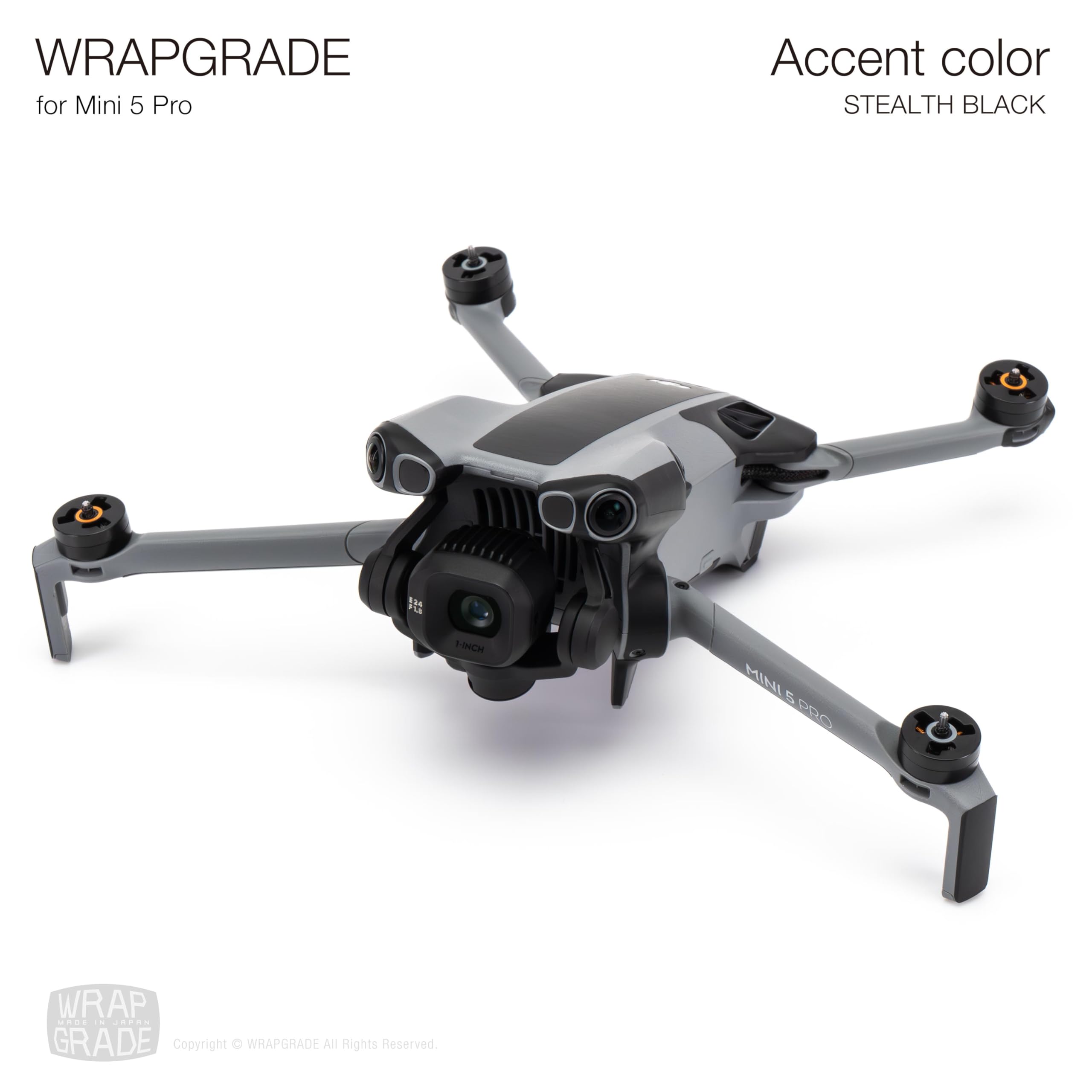 WRAPGRADE Skin Stickers Compatible with DJI Mini 5 Pro Accent Colour (Stealth Black) - Image 3