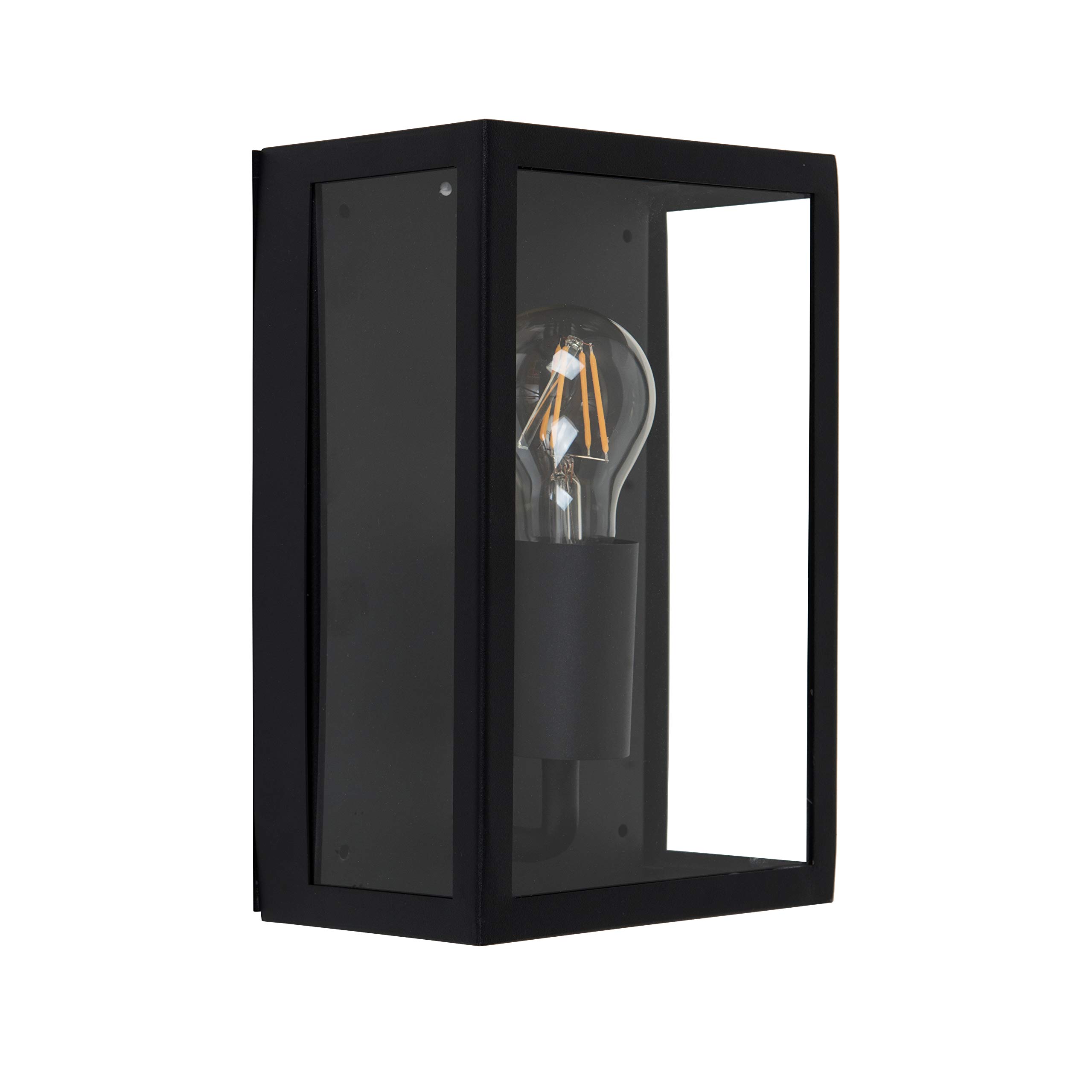 ValueLights Tideswell Black Outdoor Wall Lantern - Metal - IP44 Rated - Includes Warm White LED