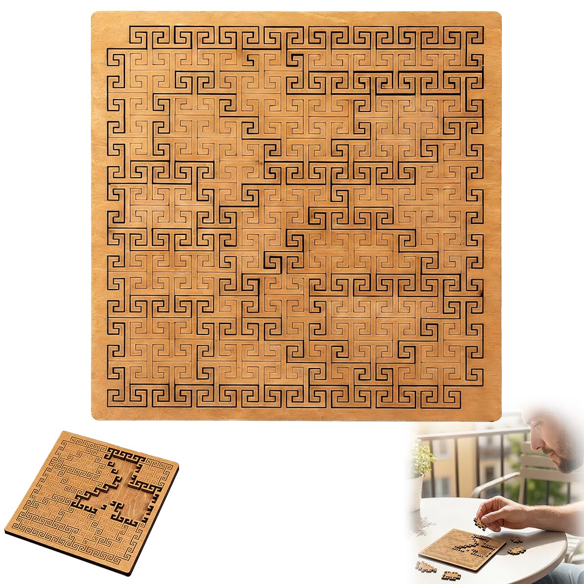 Wooden Puzzle, Wooden Jigsaw Puzzles for Adults, Wooden Puzzle Brain Chanllenge Irregular Shape Design Jigsaw Labyrinth Reverse Thinking Challenging