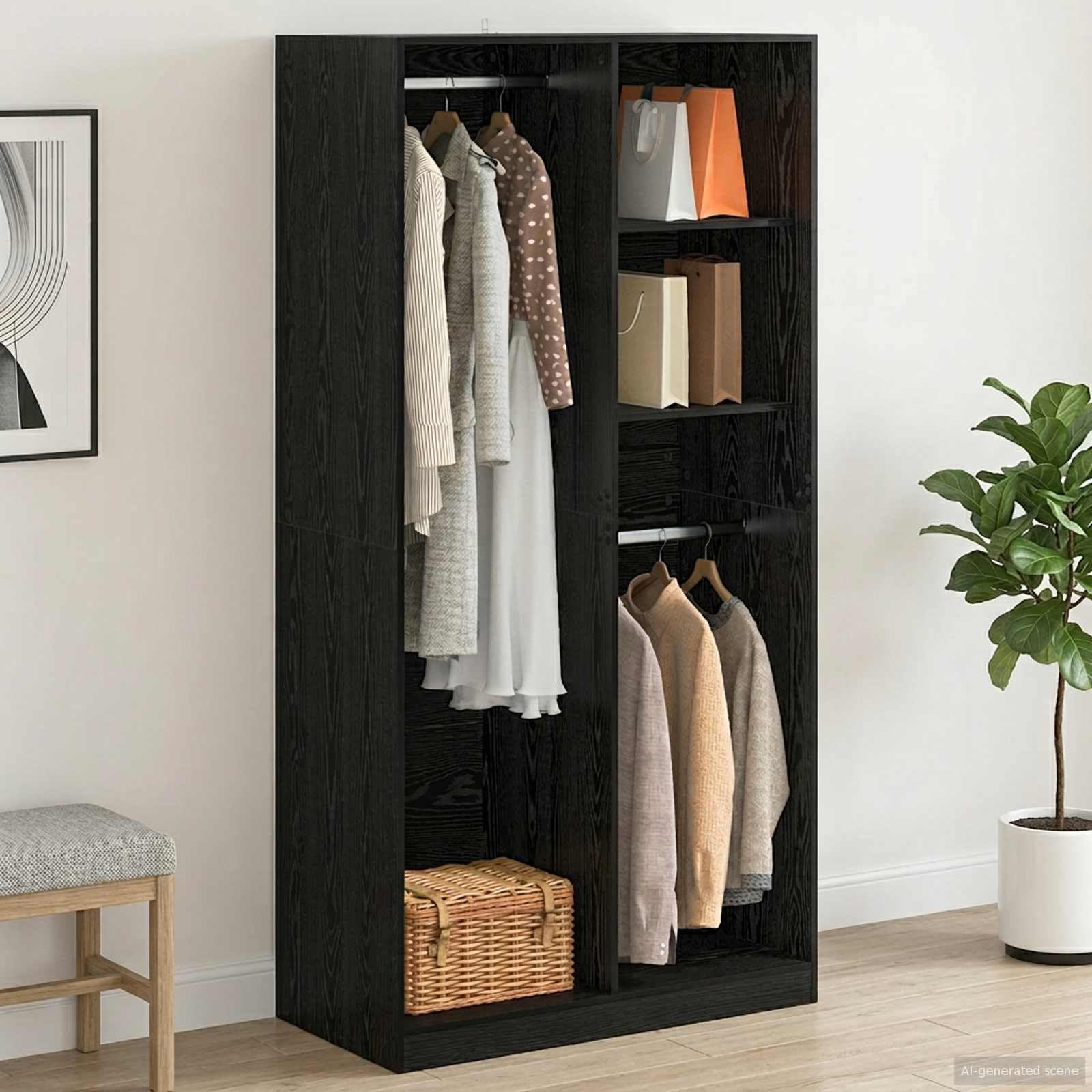 vidaXL Armario Roble Negro 100 x 50 x 200 cm Madera de ingeniería, Solución Moderna de Almacenamiento, diseño Rectangular de Armario, Organizador Ahorra Espacio para Ropa y Muebles de Hombre