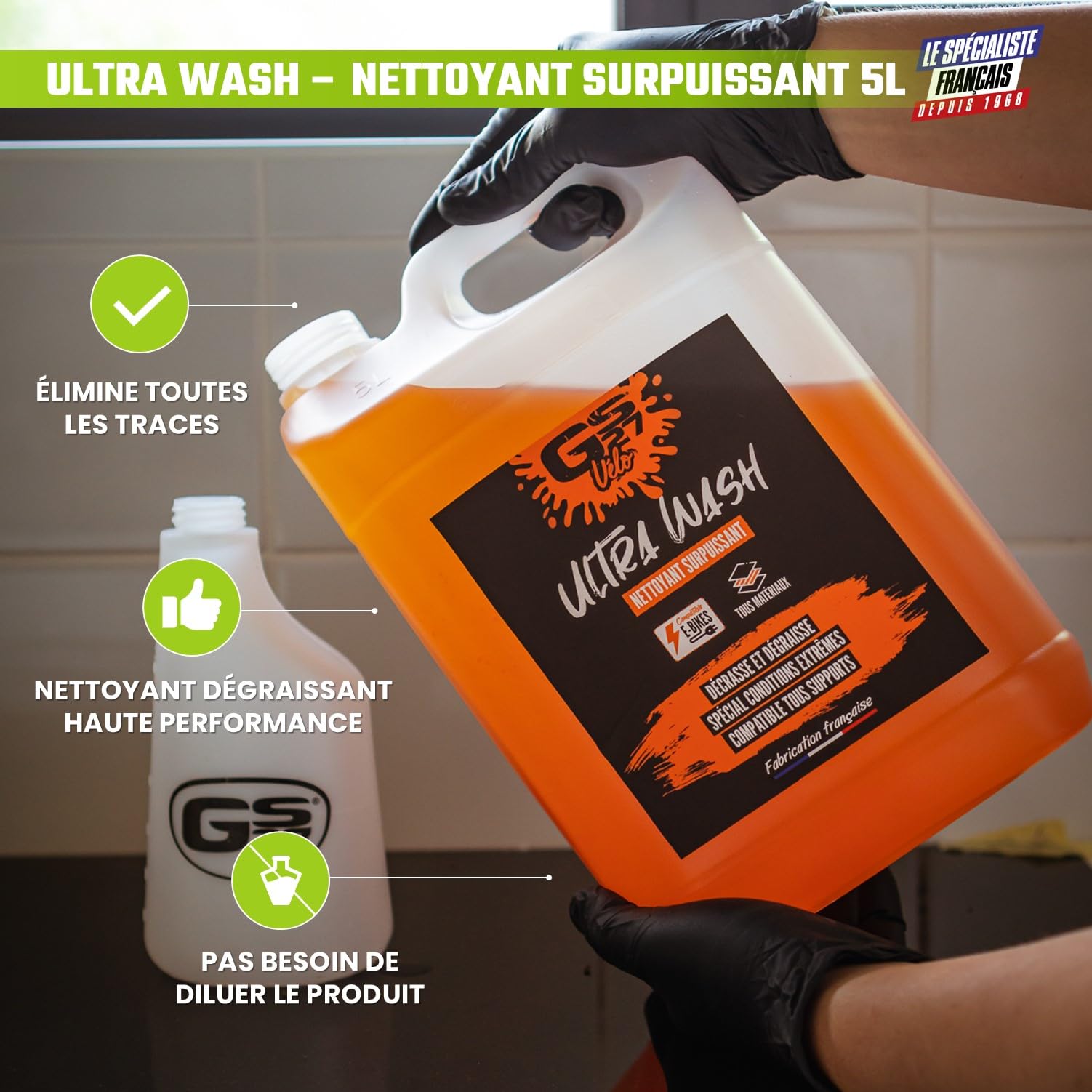 GS27 - Ultra Wash Moto - Detergente Surpotente - Compatibile con Tutti i Materiali - 5L