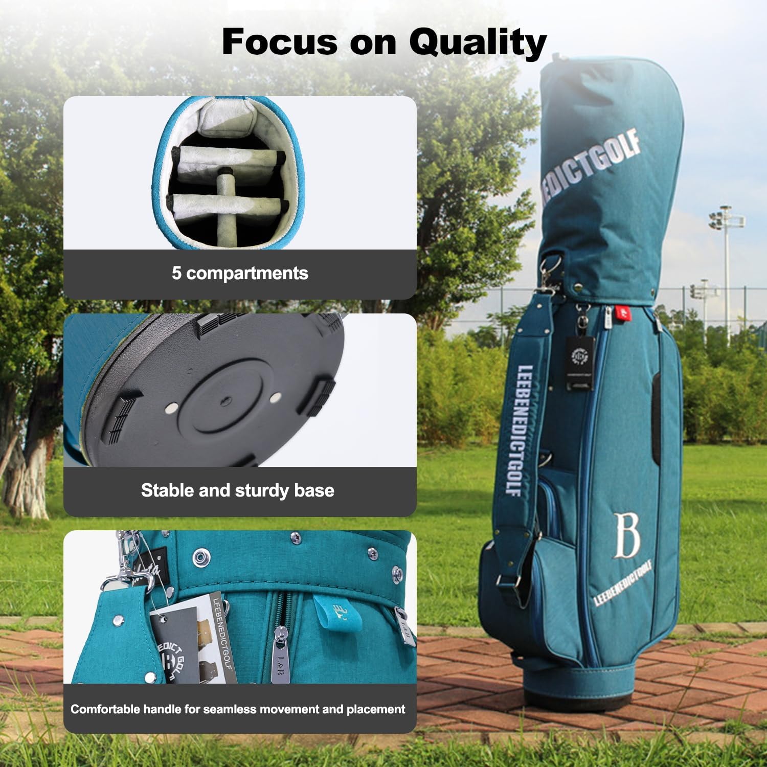 L&B 5 Way Golf Cart Bag, Waterproof Zippers,Golf Bag for Men and Women with Handles and Rain,Caliber 8.5 Inch