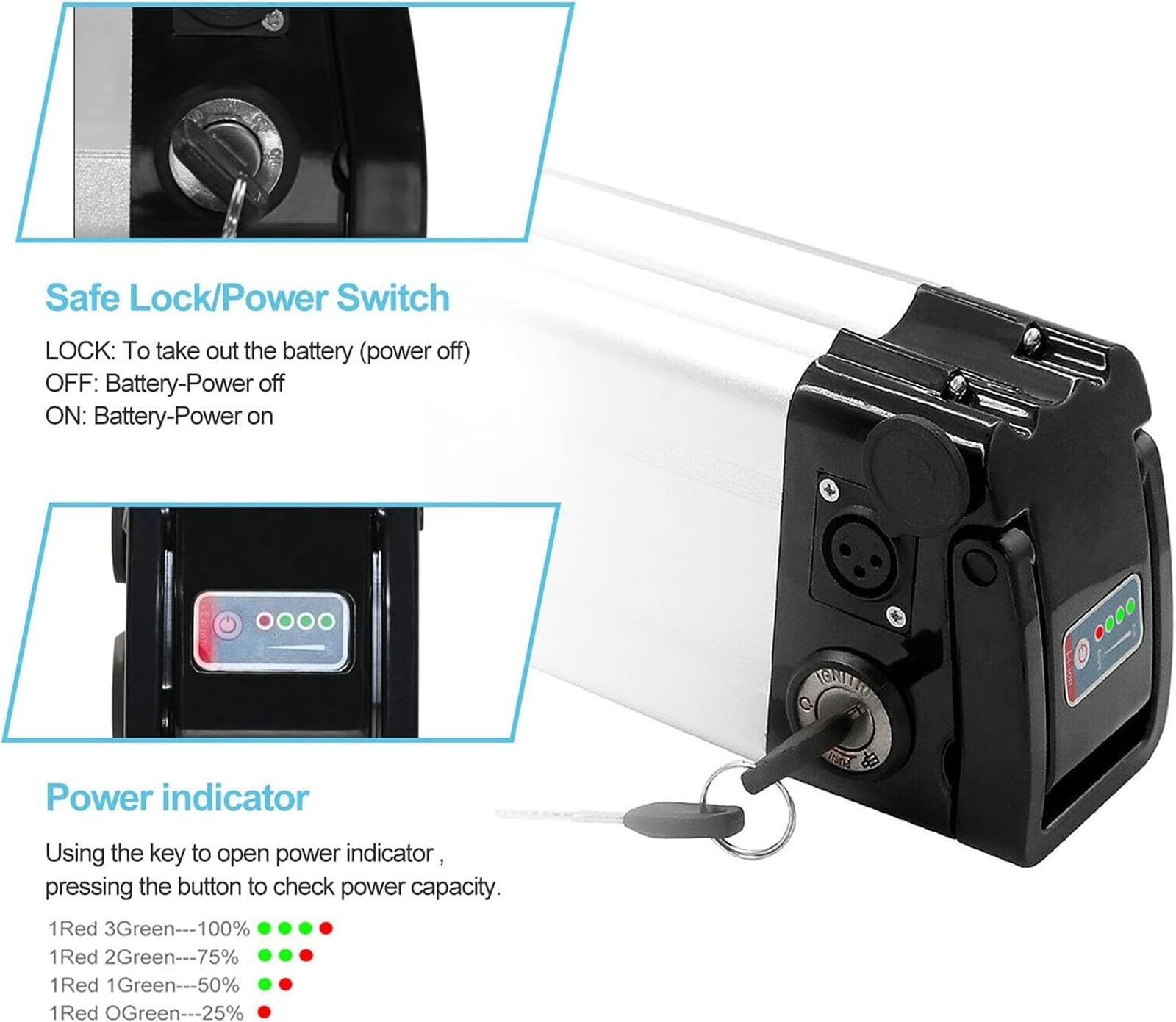 Batterie Lithium-ion 36V 48V 8Ah 10Ah Pour Vélo électrique – Compatible Moteurs 200-800W, Avec Chargeur Et BMS